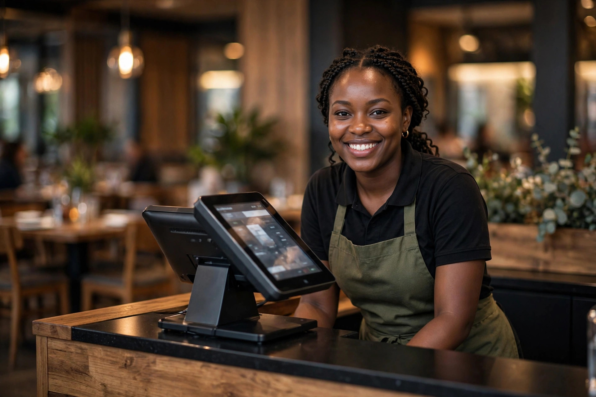 Cashier using tibida POS